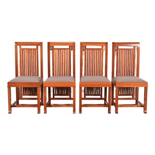 Frank Lloyd Wright for Cassina Arts & Crafts Cherry Wood Dining Chairs, Set of Four For Sale