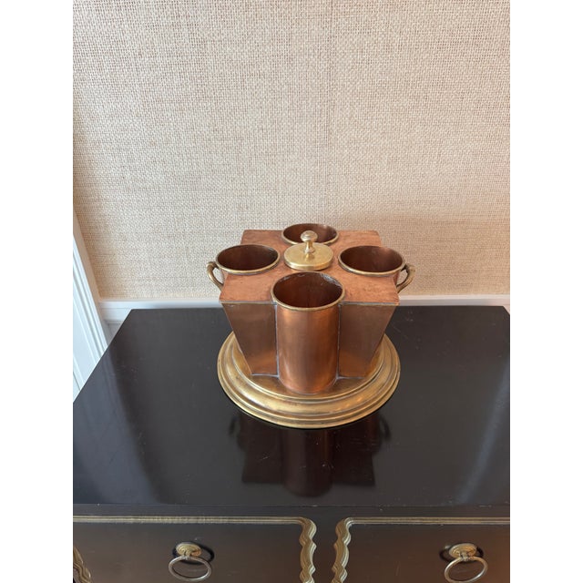Metal Vintage Art Deco-Style Copper and Brass 4 Bottle Wine Chiller or Champagne Cooler For Sale - Image 7 of 8