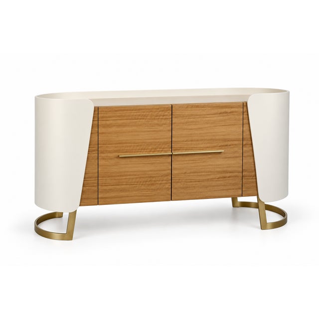 Wood Curved Oak Sideboard by Jean-Rémy Couradette For Sale - Image 7 of 7