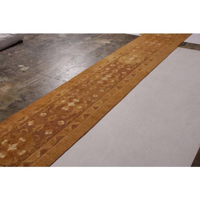 Transitional Antique Agra Runner Gold Brown Geometric Fragment Rug For Sale - Image 3 of 6
