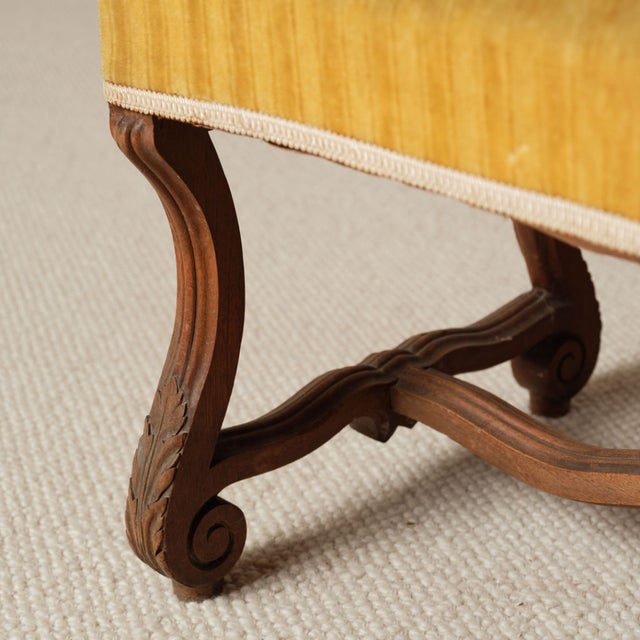 Yellow 1900s French Wood & Upholstered Stool For Sale - Image 8 of 10