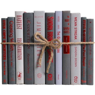 Decorative Books - Granite & Red Book Bundle - 1 Foot of Grey Books For Sale