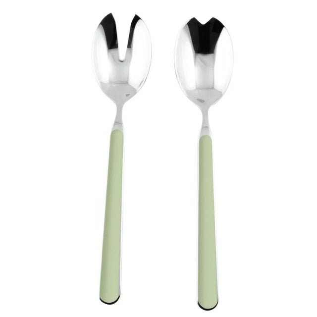Contemporary Mepra Fantasia 2-Piece Salad Servers Set, Sage For Sale - Image 3 of 3