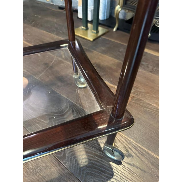 Vintage Italian Walnut and Brass Bar Cart, 1950 For Sale - Image 6 of 12