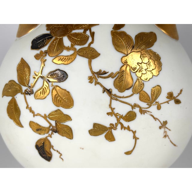 Rare & Original Thomas Webb & Sons Opaline Vase for your consideration. The vase measures approx. 7 5/8 inches tall, 6...