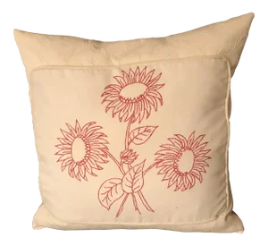 American Victorian Red Stitch Square Pillow With Silk Backing