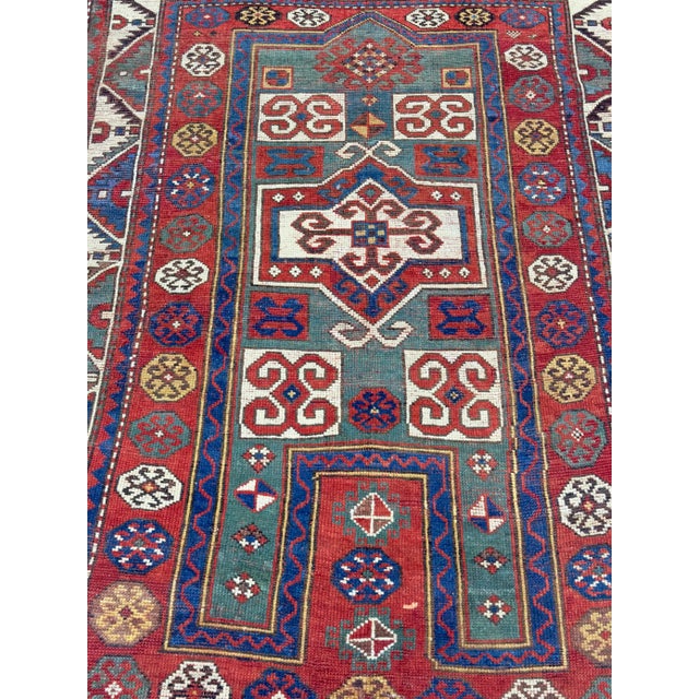 Textile Antique Fakhralou Kazak Rug 3'11" X 5’11" For Sale - Image 7 of 8