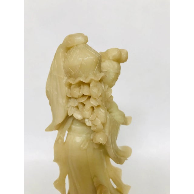 White Vintage Soapstone Figure of an Immortal Beauty For Sale - Image 8 of 11