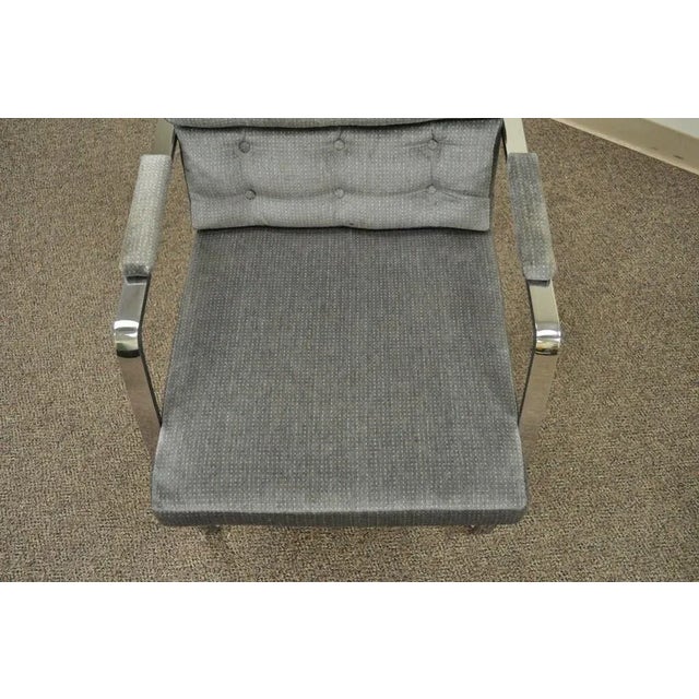 Late 20th Century Mid Century Modern Milo Baughman Style Chrome Steel Cantilever Arm Chairs - Pair For Sale In Philadelphia - Image 6 of 12