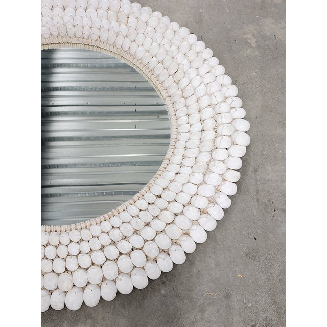 2010s Handcrafted Coastal Style Round Seashell Mirror For Sale - Image 5 of 12