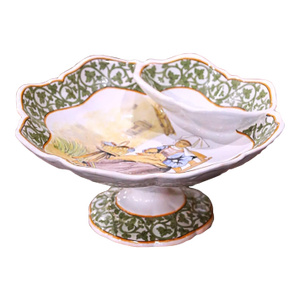 19th Century French Painted Faience Porquier Beau Quimper Dipping Compote