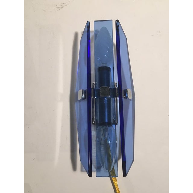 Vintage 3-Glass Wall Lamps from Veca, Azzurro, Italy, 1960s, Set of 2 For Sale - Image 6 of 6