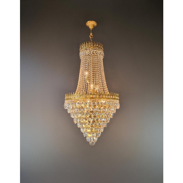 Baroque Empire Style Crystal Basket Chandelier Handcrafted Crystal Ornamentation For Sale - Image 3 of 11