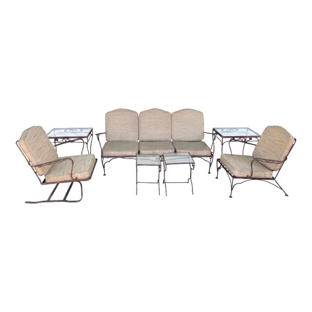 Vintage Woodard Wrought Iron Garden Suite, Ivy Leaf & Vine Pattern, Circa 1950s–60s For Sale