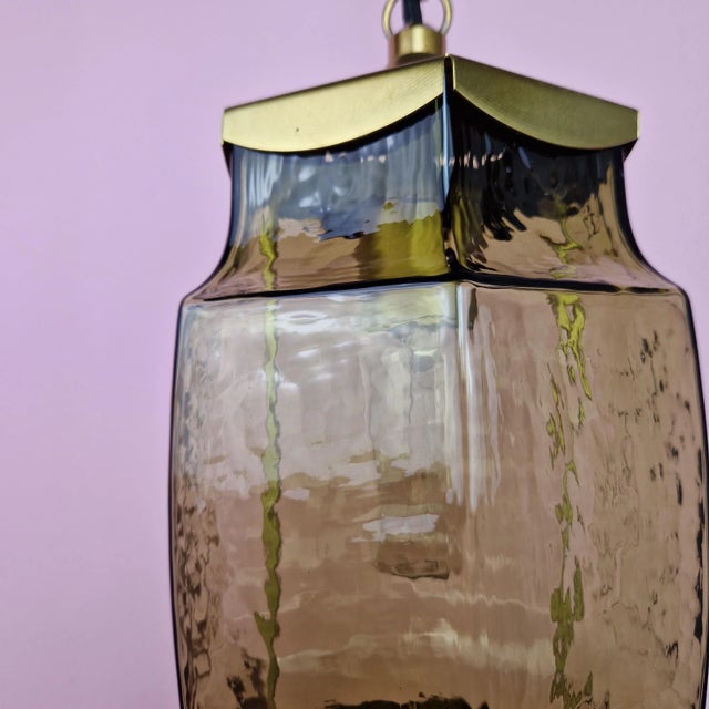 1960s Brass and Glass Pendant Lamp from Høvik Verk, 1960s For Sale - Image 5 of 9