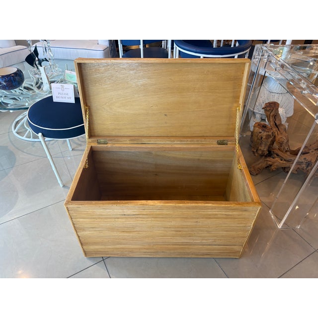 Vintage Pencil Reed Bamboo Rattan Chest Trunk Palm Beach For Sale - Image 9 of 10