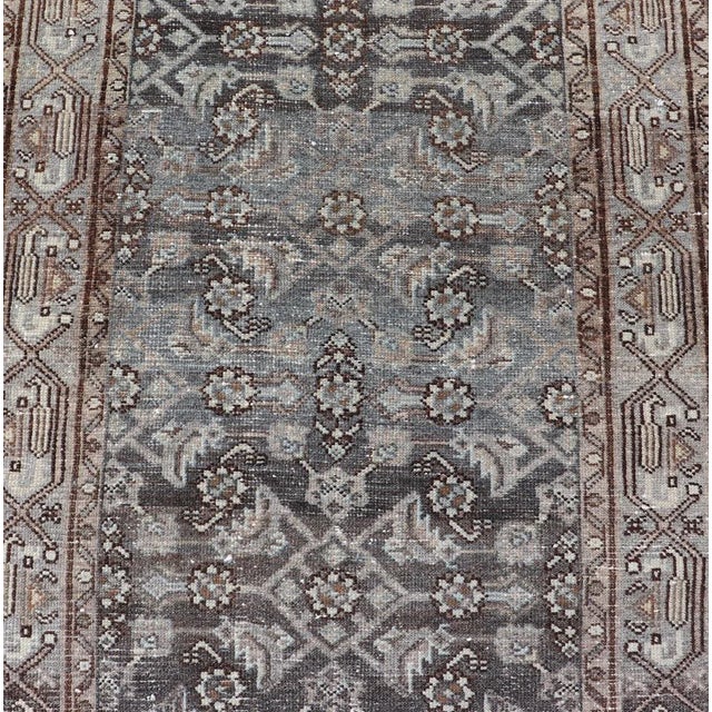 Antique Persian Hamadan Runner in Wool With All-Over Floral Design For Sale - Image 4 of 12