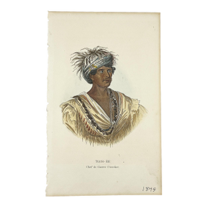 Antique Hand-Colored Engraving Tuch-Ee Cherokee Chief After Catlin C 1845