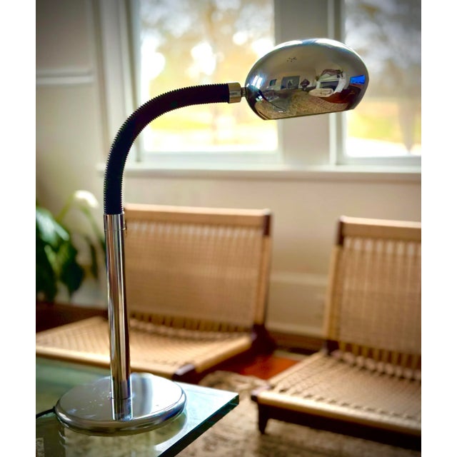 Designer unknown for now but will update shortly. French 1960’s chrome desk lamp it great condition.