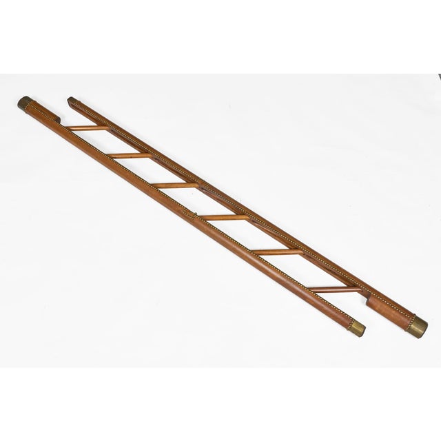 Leather Covered Pole Ladder For Sale - Image 4 of 10