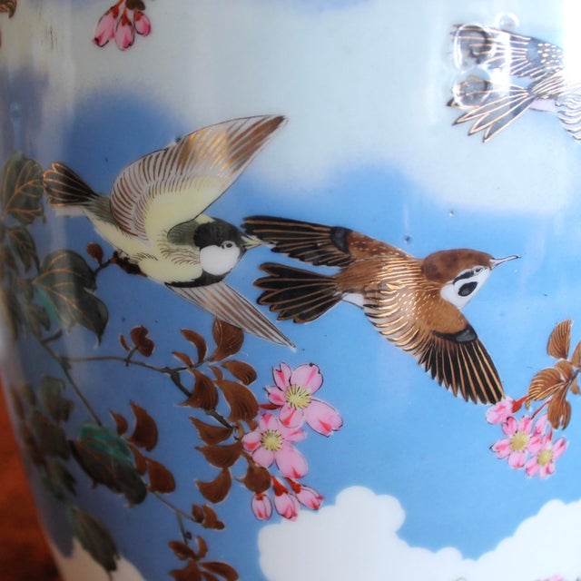 Japanese Kutani Turquoise Porcelain Bird Vase For Sale - Image 12 of 17