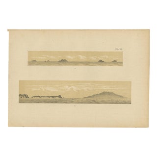 Antique Caribbean Island Group Panorama with Dutch West Indies Seascape, 1888 For Sale