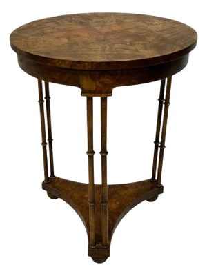 Vintage Baker Furniture Faux Bamboo Burl Walnut Side Drink Table