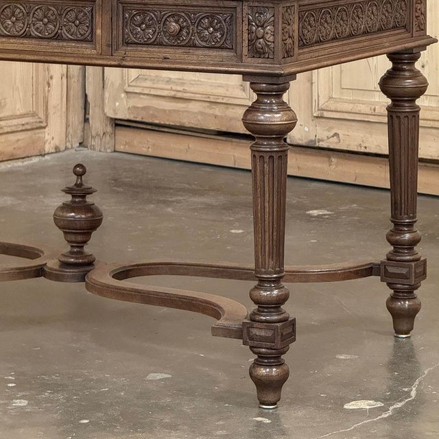 Burnt Umber 19th Century French Neoclassical Walnut Desk ~ Double Faced For Sale - Image 8 of 18