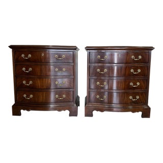 1990s Drexel Heritage Chippendale Mahogany Nightstands - a Pair For Sale