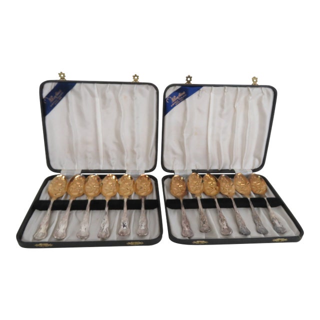 William Adams Sheffield England 12pc Boxed Set Spoons Epns A1 Silver Plate 4962b For Sale