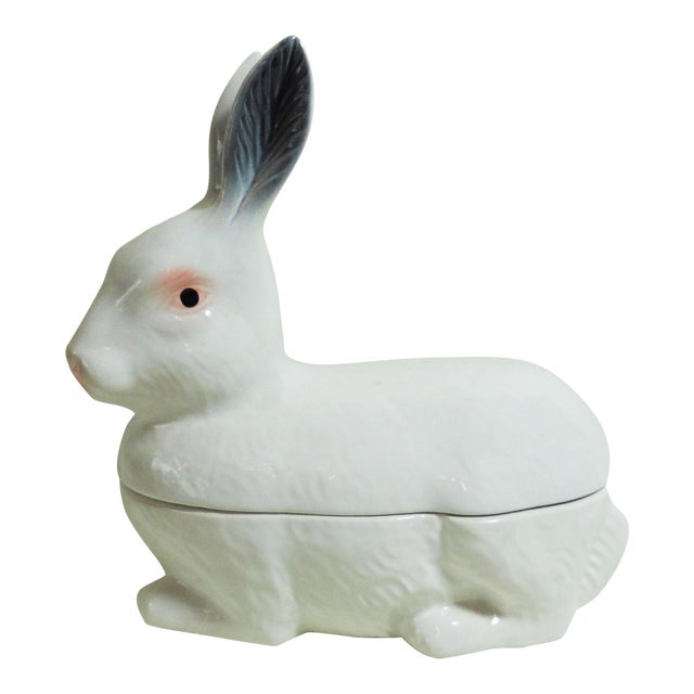 White Majolica Rabbit Tureen Chairish