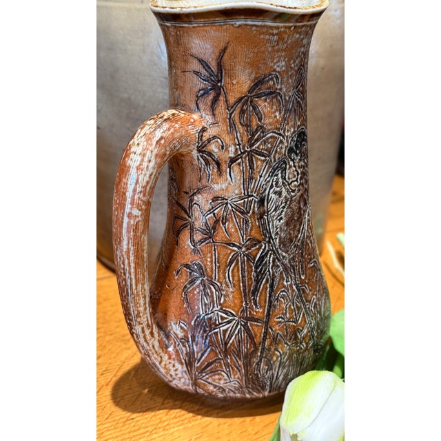 Arts & Crafts Rare 1893 Martin Brothers London & Southall Pottery Pitcher Wally Birds For Sale - Image 3 of 17