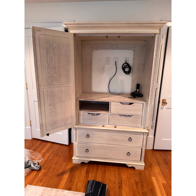 Antique White 1990s Lexington Solgarden Entertainment Armoire For Sale - Image 8 of 12