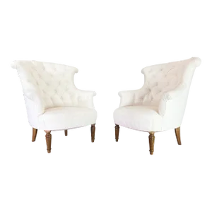 Napoleon III French Crapaud Armchairs Boucle Armchairs - A Pair