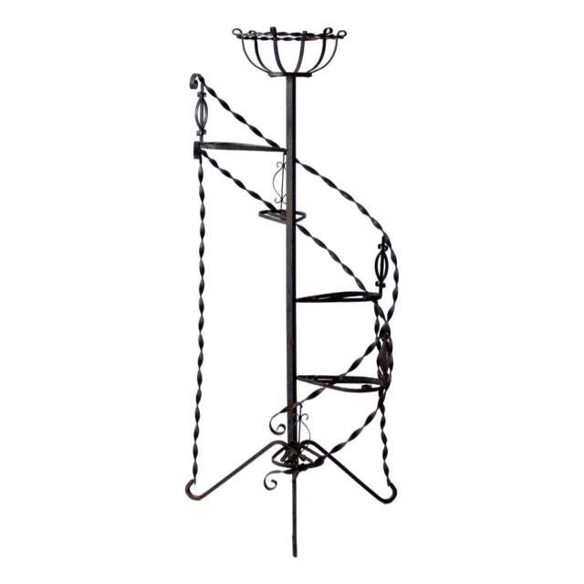 Mid-Century Wrought Iron Tiered Plant Stand For Sale