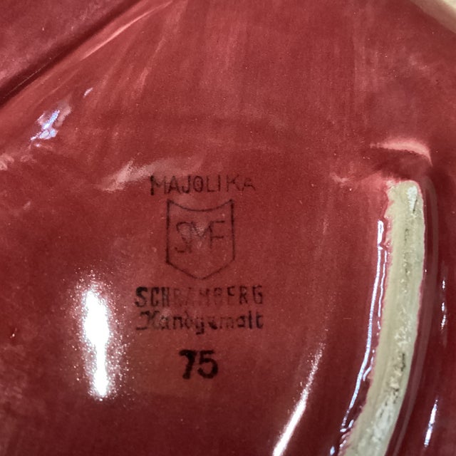 Brick Red Mid 20th Century Crimson Majolica Platter For Sale - Image 8 of 11