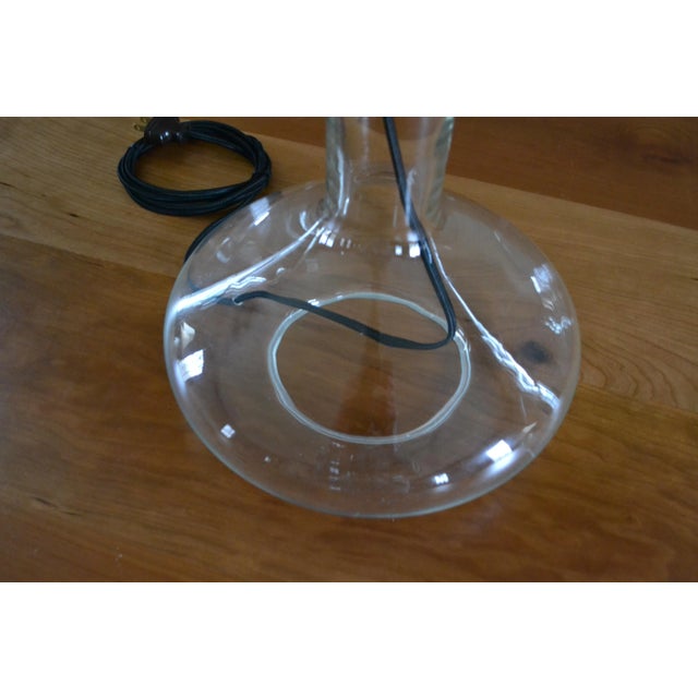 Rare modernist glass beaker lamp after Laurel with nickel sphere and fittings. Professionally rewired with nickel dimmer...