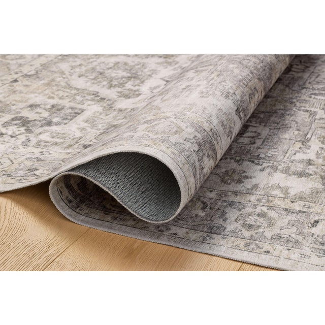 Contemporary Amber Lewis x Loloi Josie Silver / Natural 18" x 18" Machine Washable Sample Rug For Sale - Image 3 of 5