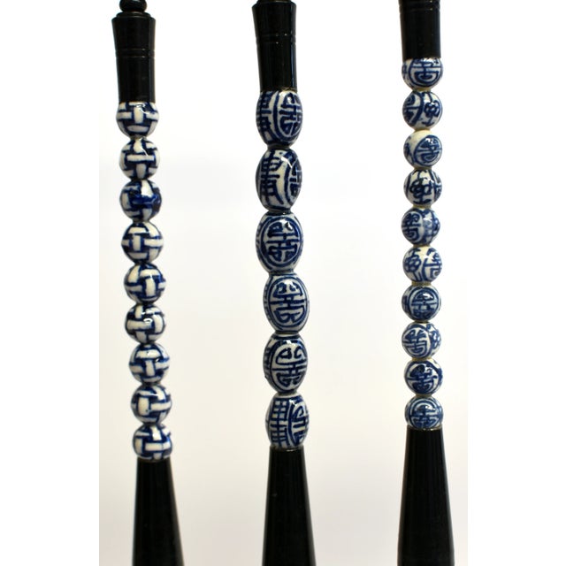 Set of 3 Calligraphy Brushes Blue and White For Sale - Image 9 of 12