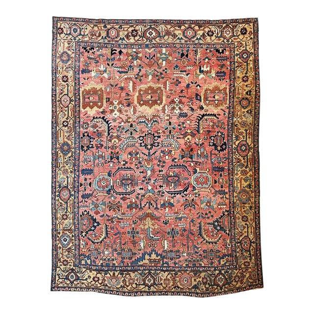 Antique Heriz Village Carpet - 9.4 X 11.4 For Sale