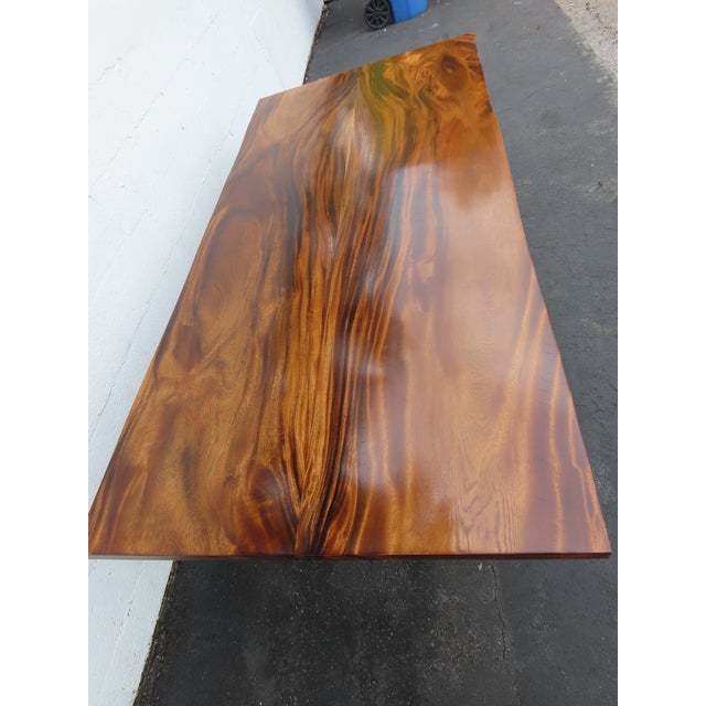 Wood Solid Mahogany and Chrome Large Long Dining Table 6673 For Sale - Image 7 of 18