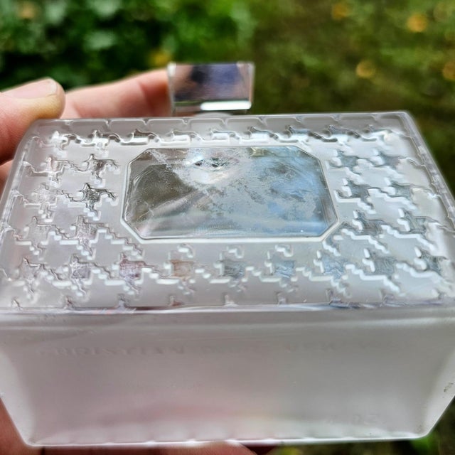 Transparent Vintage Miss Dior Empty Crystal Perfume Bottle Frosted Houndstooth For Sale - Image 8 of 10