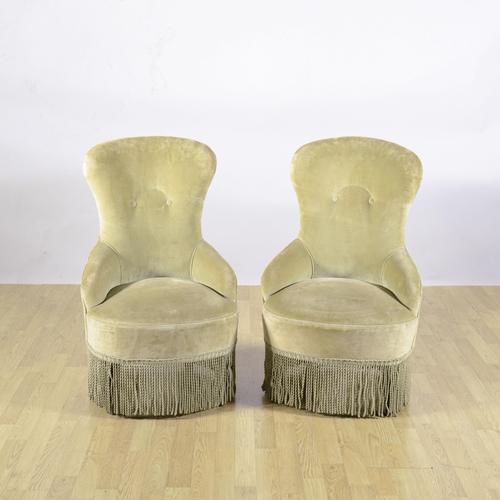 Brown Danish Velvet Armchairs with Fringed Skirts, 1950s, Set of 2 For Sale - Image 8 of 8