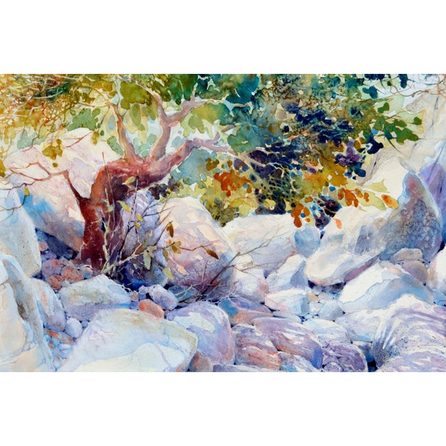 Julie Gilbert Pollard Rocky Landscape Impressionist Watercolor 1980s For Sale - Image 4 of 7