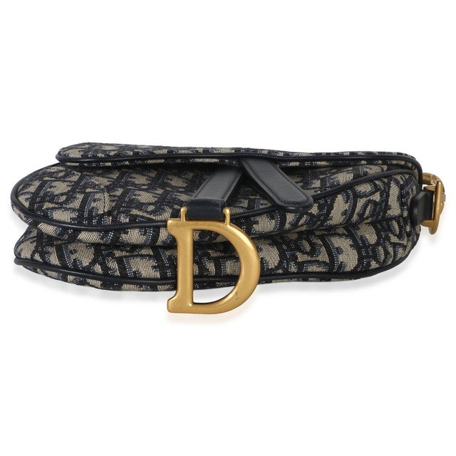 2020s Navy Oblique Canvas Mini Saddle Bag For Sale - Image 5 of 8