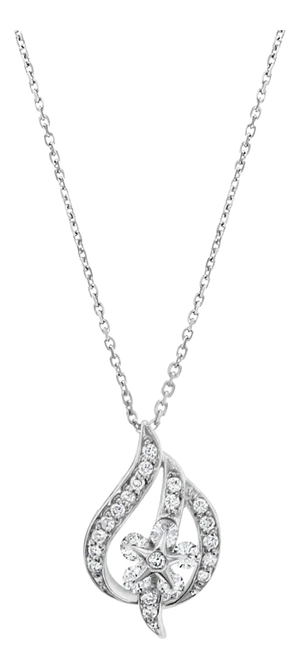 Floral Style Diamond Pendant .48cttw 18k White Gold 16"