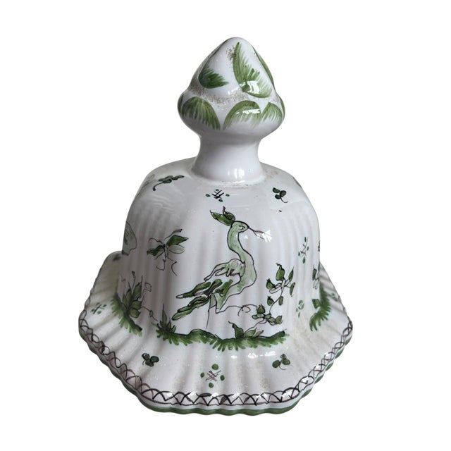 French Moustiers Green and White Vase With Lid For Sale - Image 3 of 5