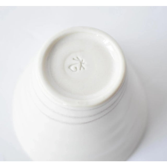 Art Pottery Hand-Thrown White Porcelain Bowls - Set of 5 For Sale - Image 9 of 11