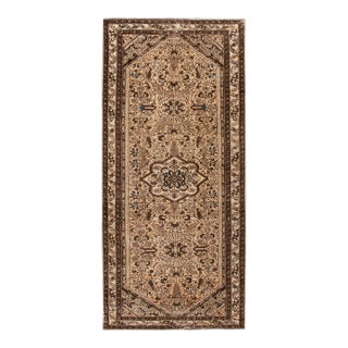 1960s Vintage Persian Distressed Brown Handmade All-Over Wool Runner For Sale
