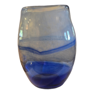 Late 20th Century Ombre Blue Glass Vase